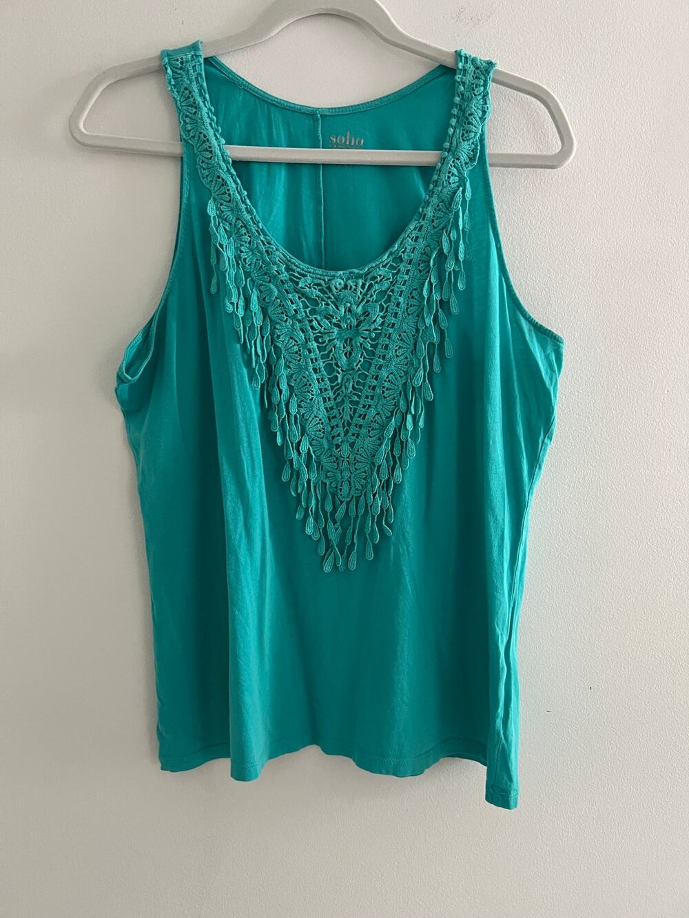 New York & Company Crochet Trim Tank Top Large